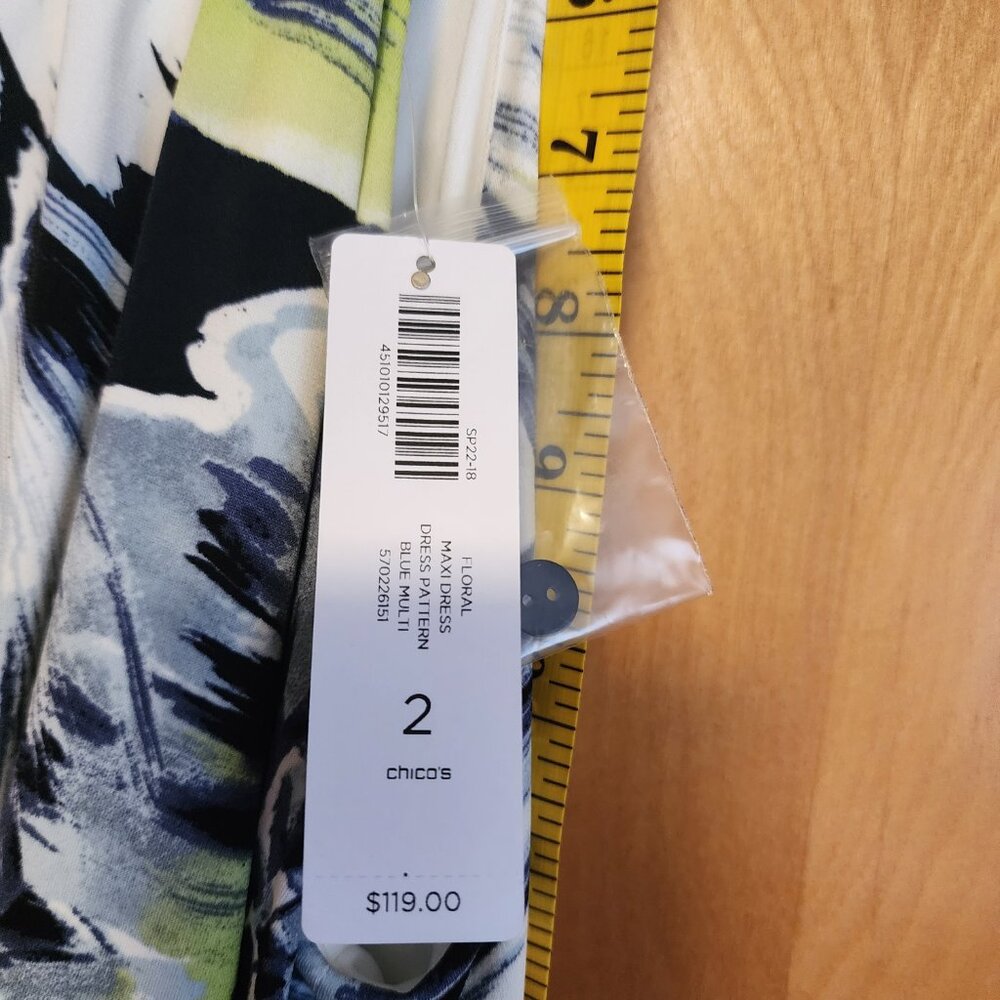 NWT Chicos Size 2 Women's Maxi Dress Round Neck NEW Cap Sleeve - Large
